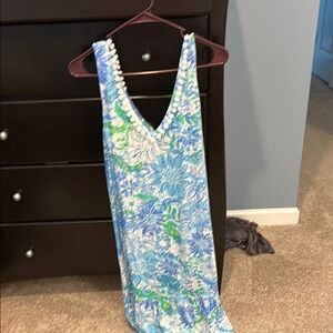 Lilly Pulitzer Blue and Green V-Neck Maxi Dress